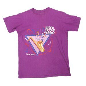 80s New York KOOL Jazz Festival Purple Saxaphone Men's T-Shirt Tee sz M 675